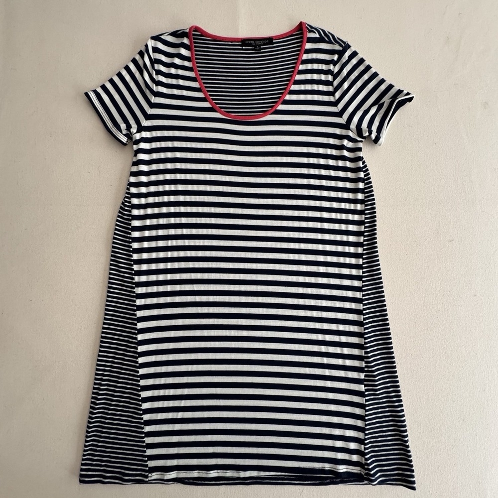 T-shirt Dress Small White Navy Short Sleeve Coastal Nautical Preppy Sporty - Picture 6 of 13